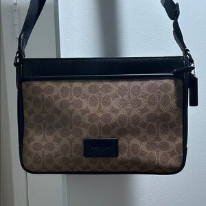 Coach Signature Canvas and Black Leather Crossbody